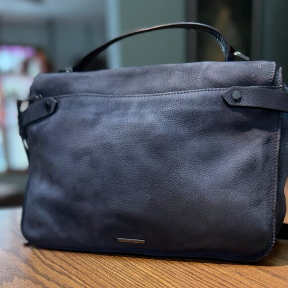 Rebecca Minkoff Darren Messenger Bag Blue Nubuck Crossbody - Picture 5 of 16